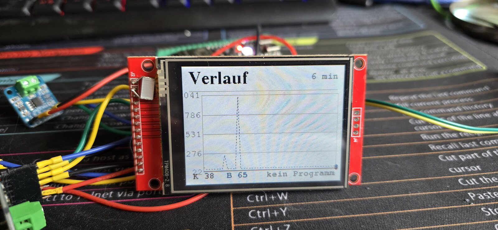 Verlauf-Seite auf dem Touch-Display (deutsches UI)
