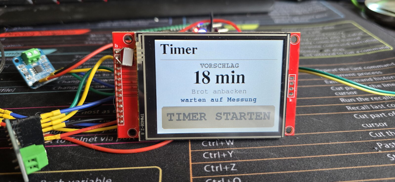 Timer-Seite des Touch-Displays mit Big-Buttons